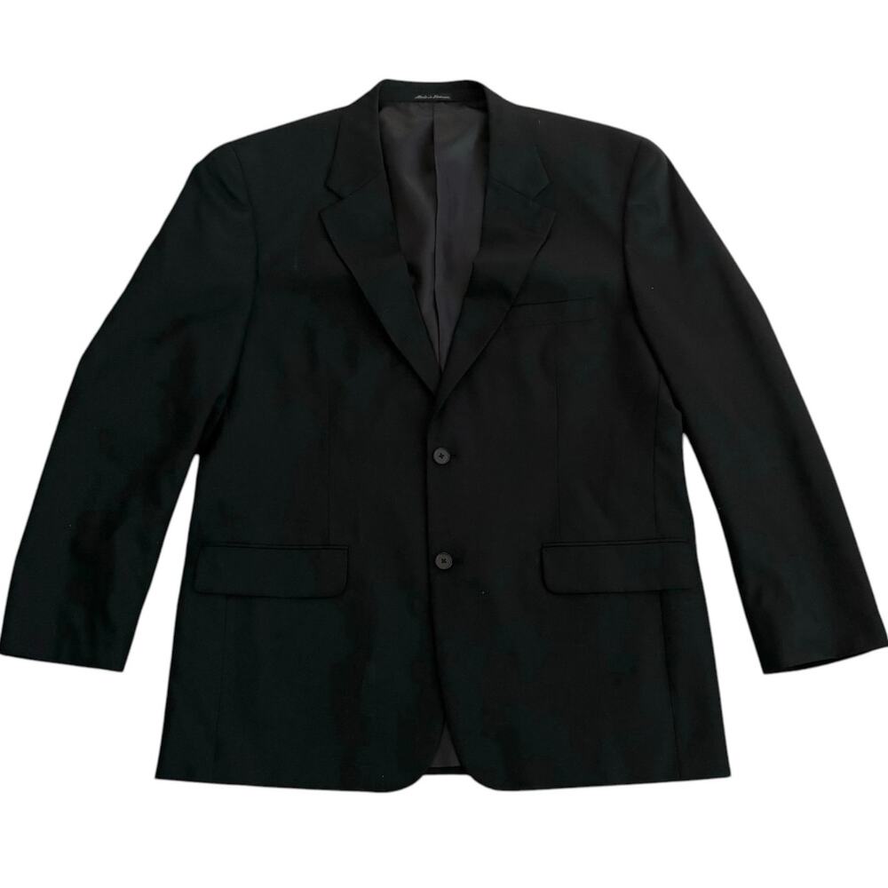 Savile Row Size 44R 44 Black Suit Jacket Blazer Sportcoat Wool Career Office